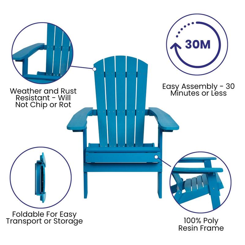 All-Weather Poly Resin Folding Adirondack Chair - Patio Chair