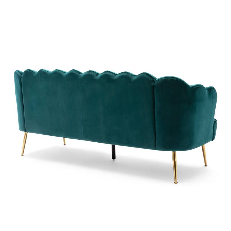 76.25" Velvet Channel Stitching 3-seater Sofa with Metal Legs for Living Room