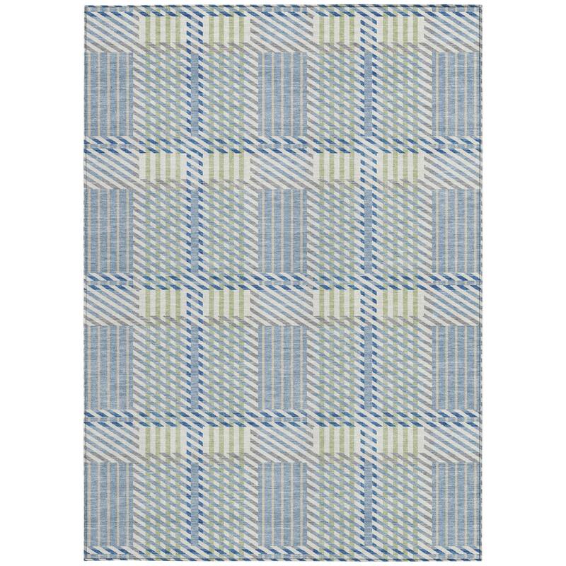 HomeRoots Plaid Transitional Rectangle Outdoor Rug