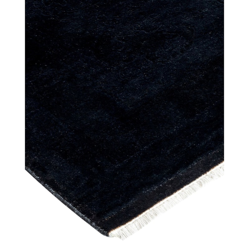 Overton Hand Knotted Wool Vintage Inspired Modern Contemporary Overdyed Black Area Rug - 7' 10" x 10' 6"