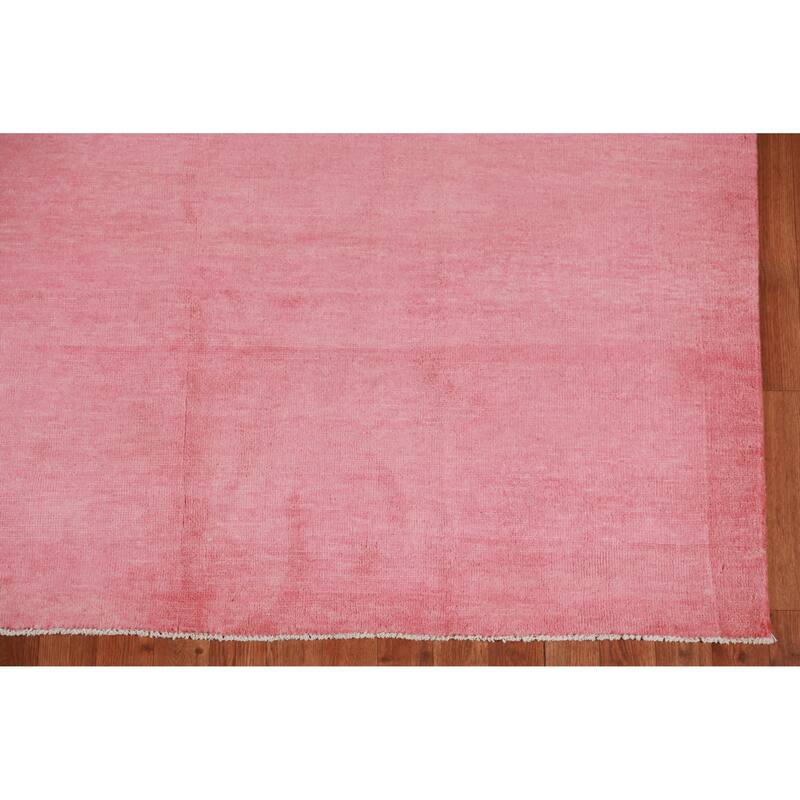 Hand Knotted Oriental 100% Wool Carpet Modern Solid Pink Gabbeh Area Rug - 9' 2'' X 6' 2''