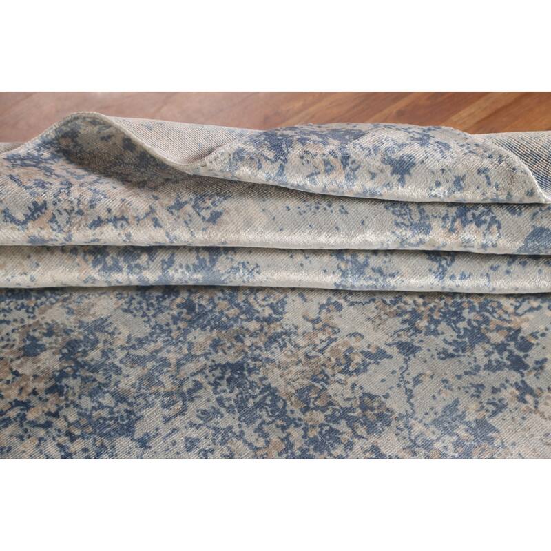 All-Over Abstract Indian Area Rug Hand-Knotted Wool Carpet - 6'6" x 9'10"