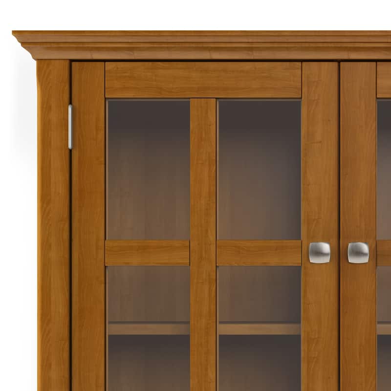 WYNDENHALL Normandy SOLID WOOD 35 inch Wide Transitional Low Storage Cabinet - 35"w x 15.5"d x 36" h
