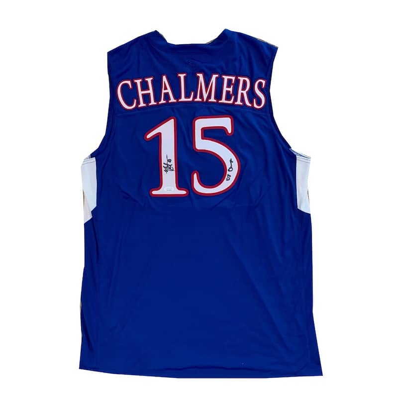 Mario Chalmers Autographed Kansas Signed Basketball Jersey 2008 NATIONAL CHAMPS JSA COA - 8'6" x 11'6"