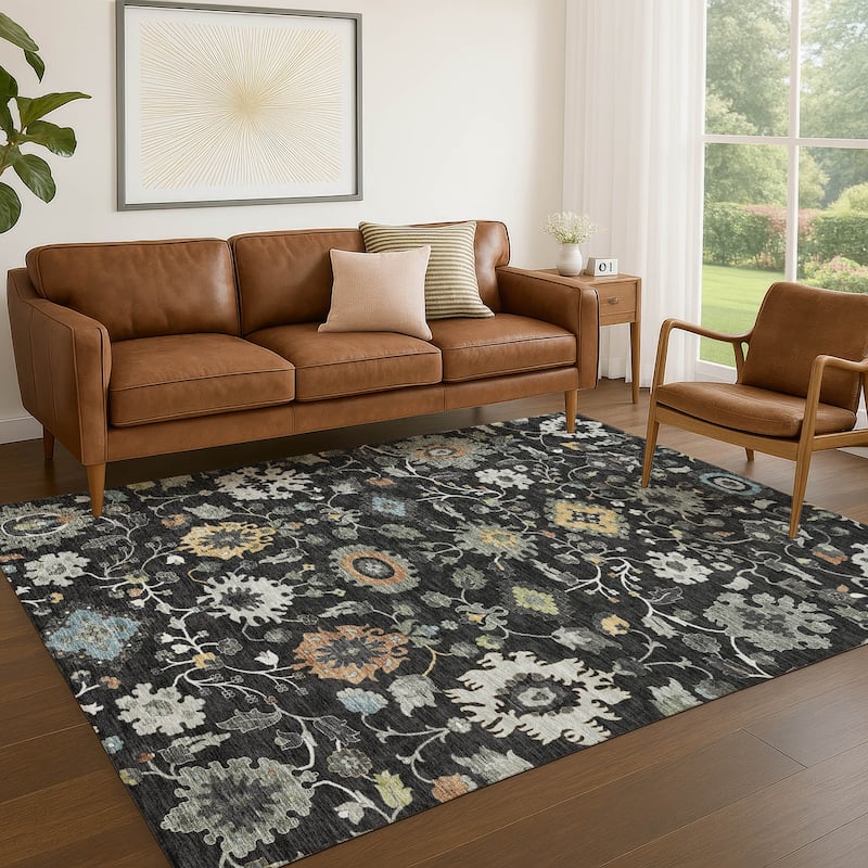 Machine Washable Indoor/ Outdoor Traditional Marci Chantille Rug