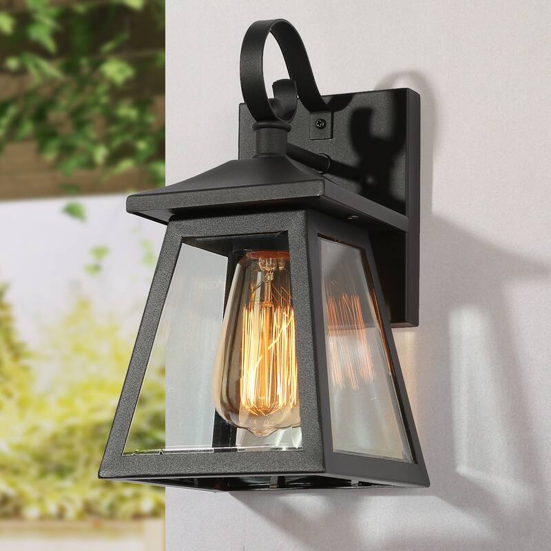 Kania 1-light Modern Black Lantern Outdoor Sconce Dimmable Exterior Wall Lighting