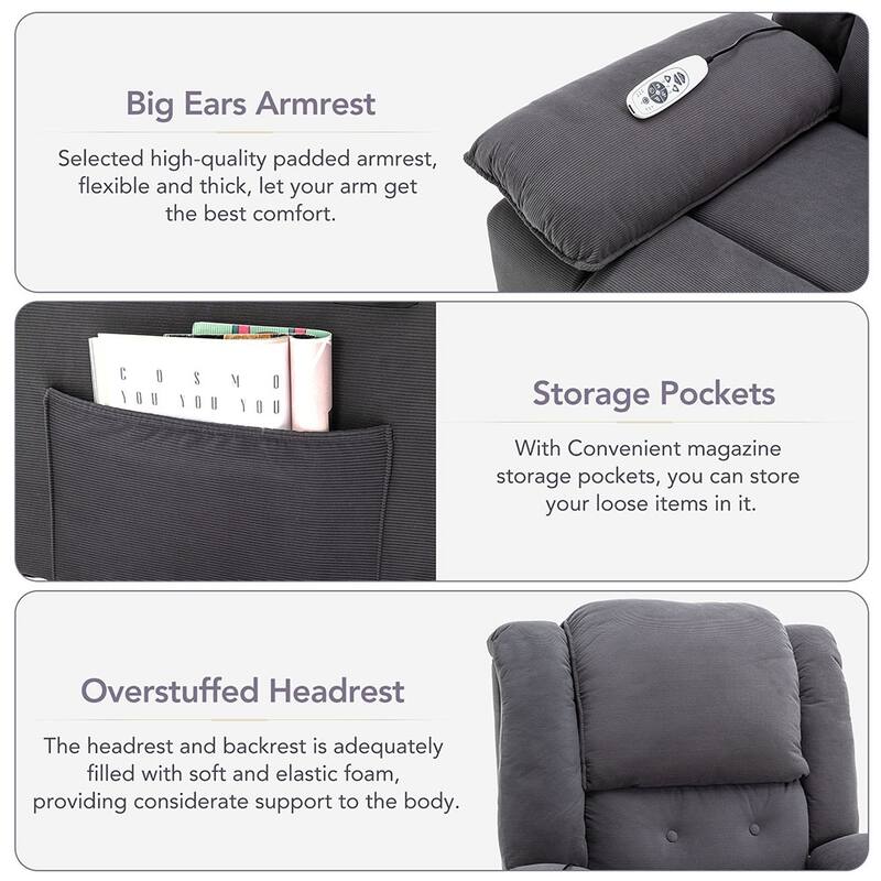 Power Lift Massage Recliner with Heat, Vibration Massage and Storage