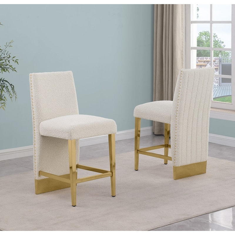 Best Quality Furniture Pleated Chrome Nailhead Trim Chair - N/A