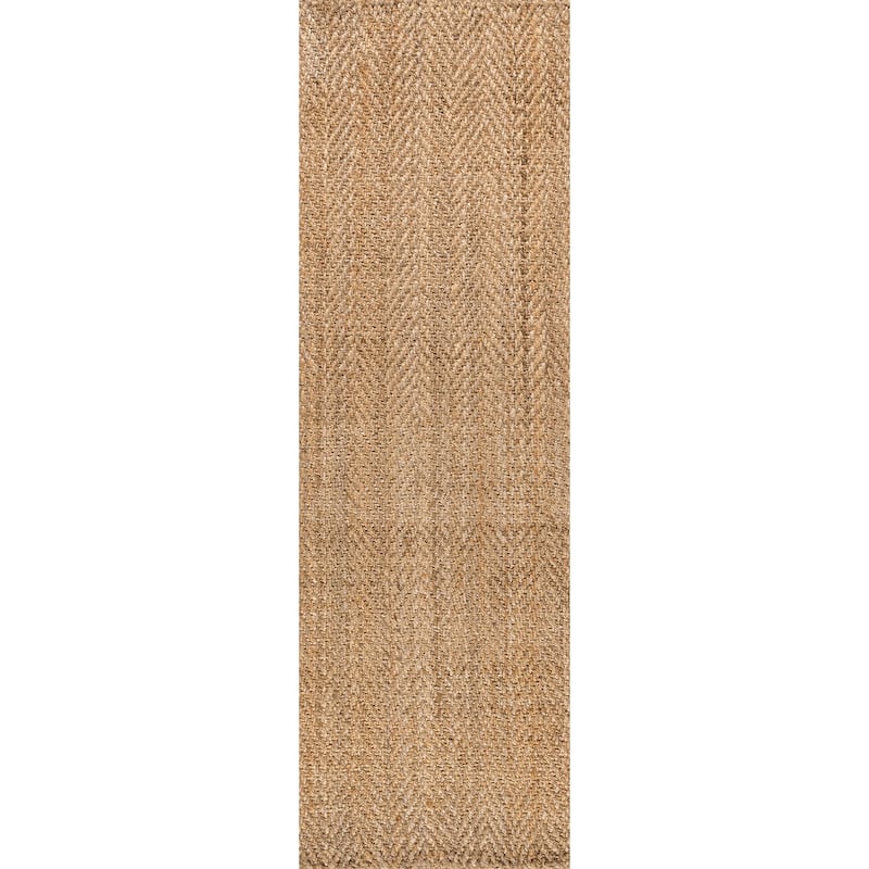 JONATHAN Y Estera Hand Woven Herringbone Chunky Jute Area Rug - 2 X 8 - Natural