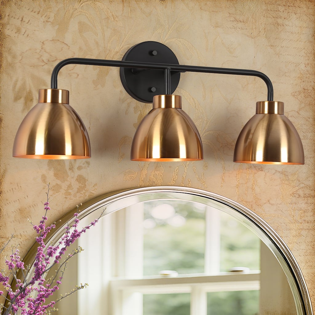Modern 3-Light Black Gold Bathroom Vanity Lights Metal Wall Sconces