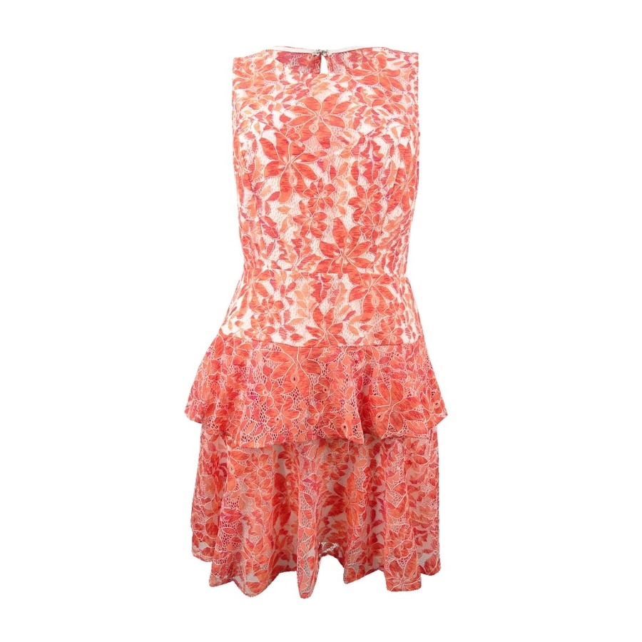 coral fit and flare dress
