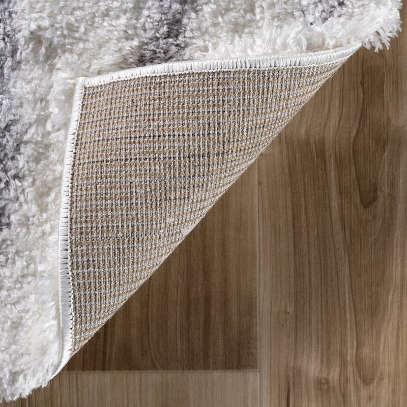 Nuloom Cloudy Shag Moroccan Geometric Grey Rug