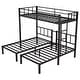 preview thumbnail 8 of 11, Triple Bunk Bed with Drawers, Metal Frame, Bed Head with Shelving, Twin over Twin & Twin, Black