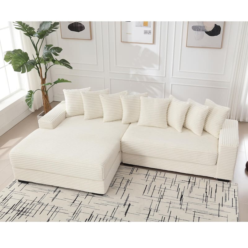 111" Corduroy L-Shaped Sectional Sofa with Oversized Left Chaise