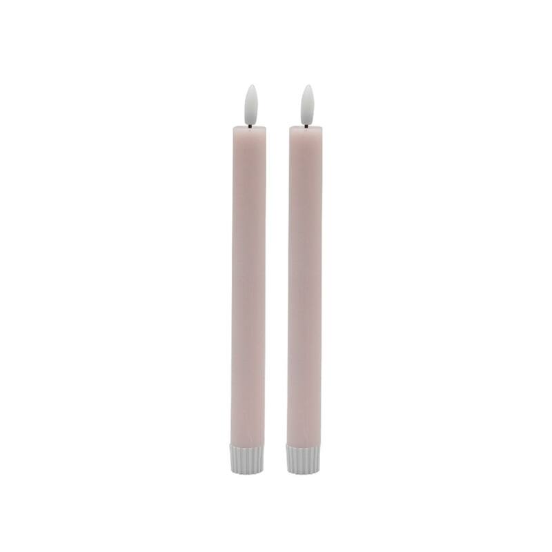 Medium Flameless LED Taper Candles - 8.5" - Pink - Set of 2