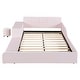 preview thumbnail 38 of 95, Velvet Grounded Bed Mother & Child Bed Platform Slat Bed Frame with Little Round Stool and Bedside Desk for Growing Child