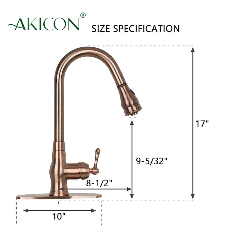 Copper Kitchen Faucet with Single Handle and Pull Down Sprayer