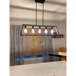 Shop Ove Decors Agnes Ii 5 Light Led Wood Painting Matt Black