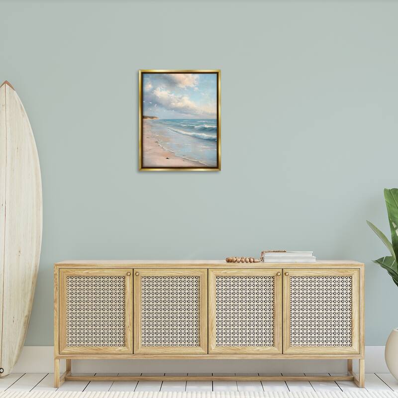 Stupell Where Seagulls Fly Beach View Framed Floater Canvas Wall Art Design By Franklyn Gregory