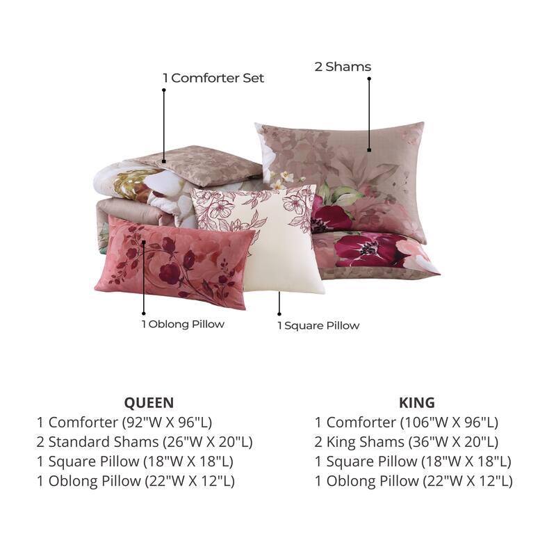 Bebejan Florence 100% Cotton Sateen 5 Piece Reversible Comforter Set