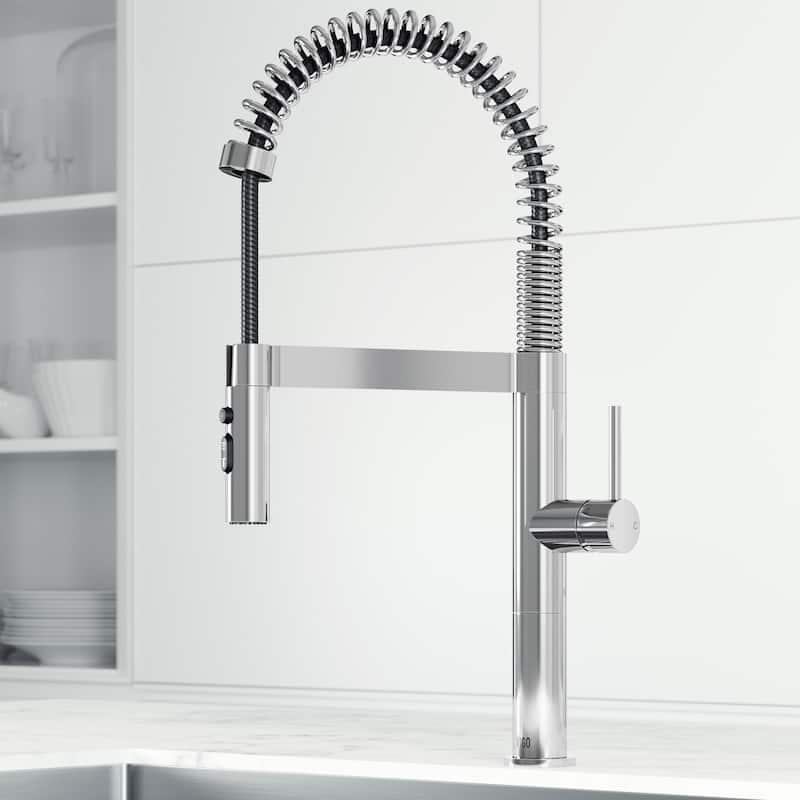 VIGO Edison Pro 20" H Single Handle Pull-Down Sprayer Kitchen Faucet - Chrome