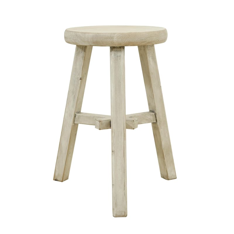 Artissance Versatile Elm Round Table With Weathered White Wash Finish, 12 Inch Diameter