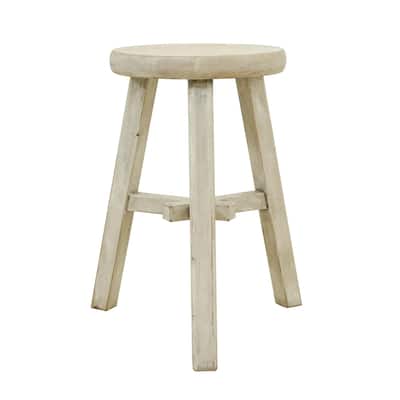 Artissance Versatile Elm Round Table With Weathered White Wash Finish, 12 Inch Diameter
