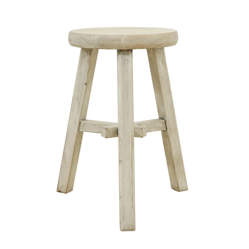 Artissance Versatile Elm Round Table With Weathered White Wash Finish, 12 Inch Diameter