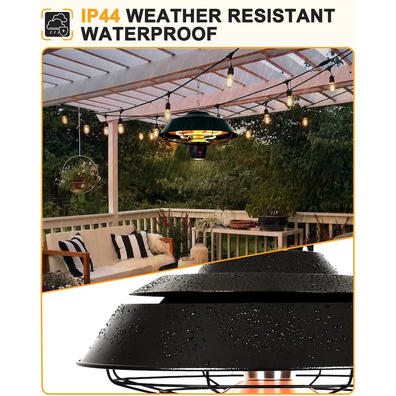 1500W Electric Outdoor Hanging Patio Heater with Remote Control