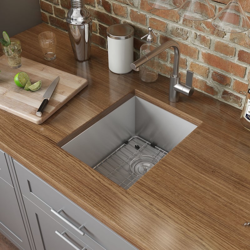 Ruvati 14-inch Undermount 16 Gauge Zero Raduis Bar Prep Kitchen Sink Stainless Steel Single Bowl - RVH7110