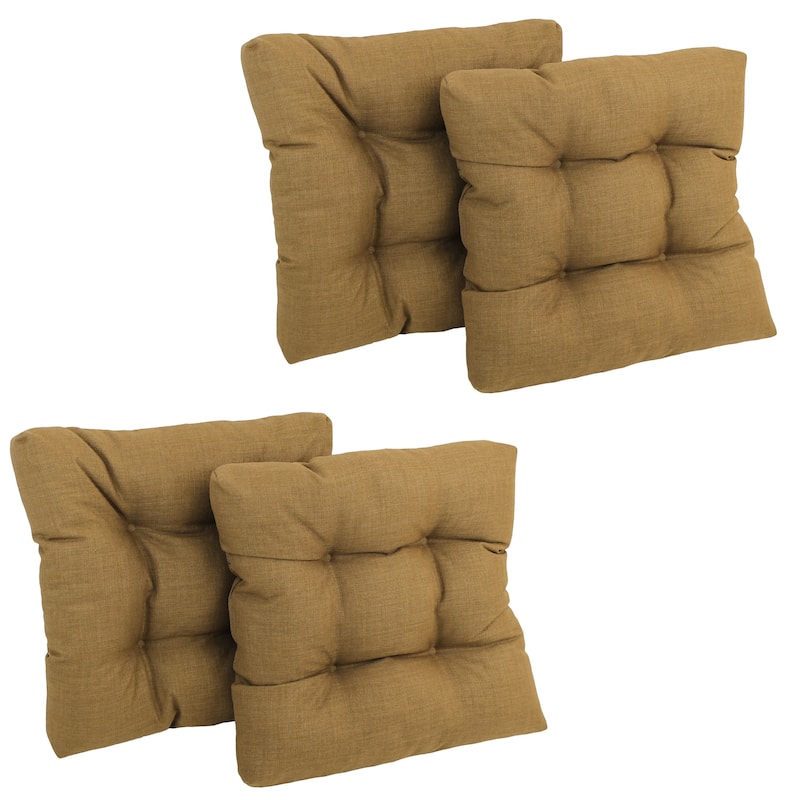 19-inch Square Tufted Indoor/Outdoor Chair Cushions (Set of 4) - 19" x 19" - Wheat