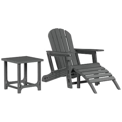 Polytrends Coastline Outdoor Poly 3-Piece Set Adirondack Chair with Ottoman and Side Table