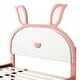 preview thumbnail 70 of 72, Upholstered Platform Beds Frame with Rabbit-Shaped Headboard, Twin Size Trundle, 3 Storage Drawers, Embedded LED Lights