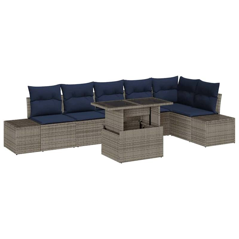 vidaXL 7 Piece Garden Sofa Set with Cushions - 125.6×60.6×27.2