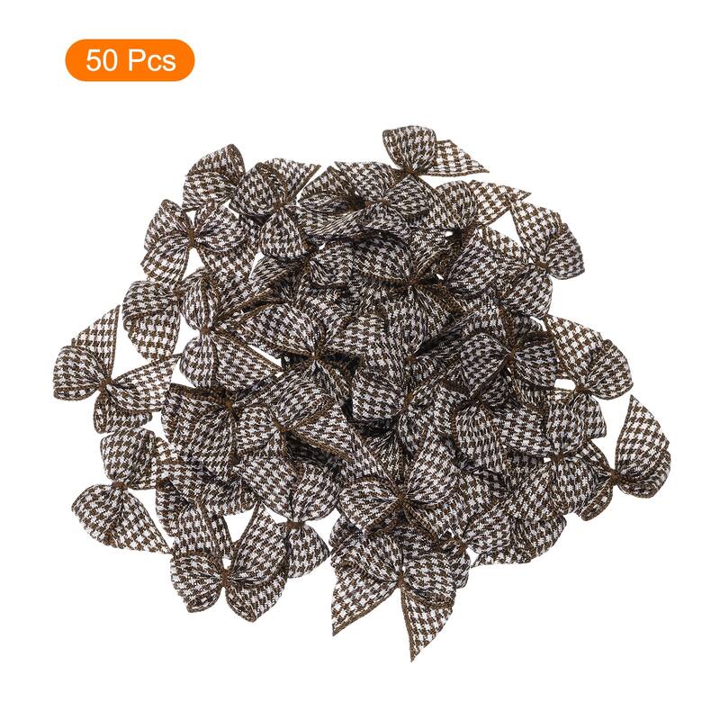 50Pcs Mini Gingham Ribbon Bow 1" Checkered Fabric Ribbon Bows