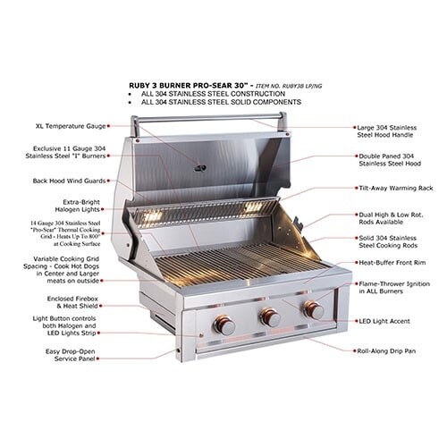 Shop Sunstone Grills Ruby3b Ng Ruby 30 3 Burner Gas Grill Natural