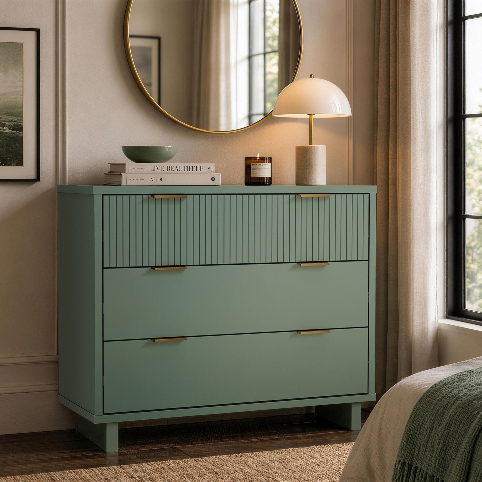 sage green 3 drawer dresser Elara 38 Inch Solid Wood Contemporary related:damske-vest-top-clear-sequin-maroon