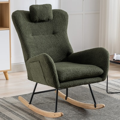 Dark Green 30.3" Rocking Chair with Glider