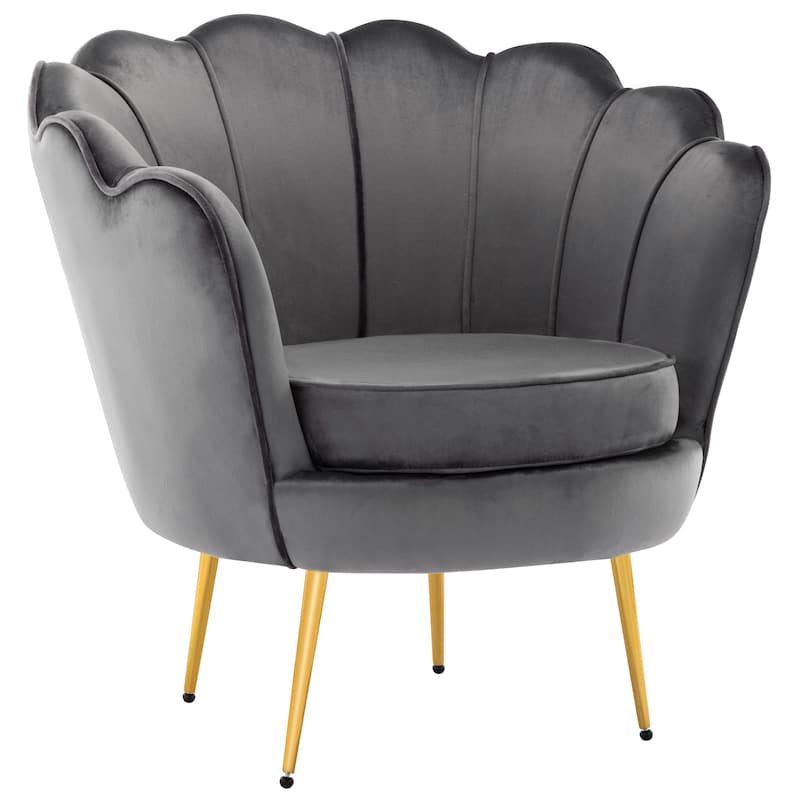 Velvet Lotus Accent Chair Small Comfy Barrel Chair Cozy Round Armchair