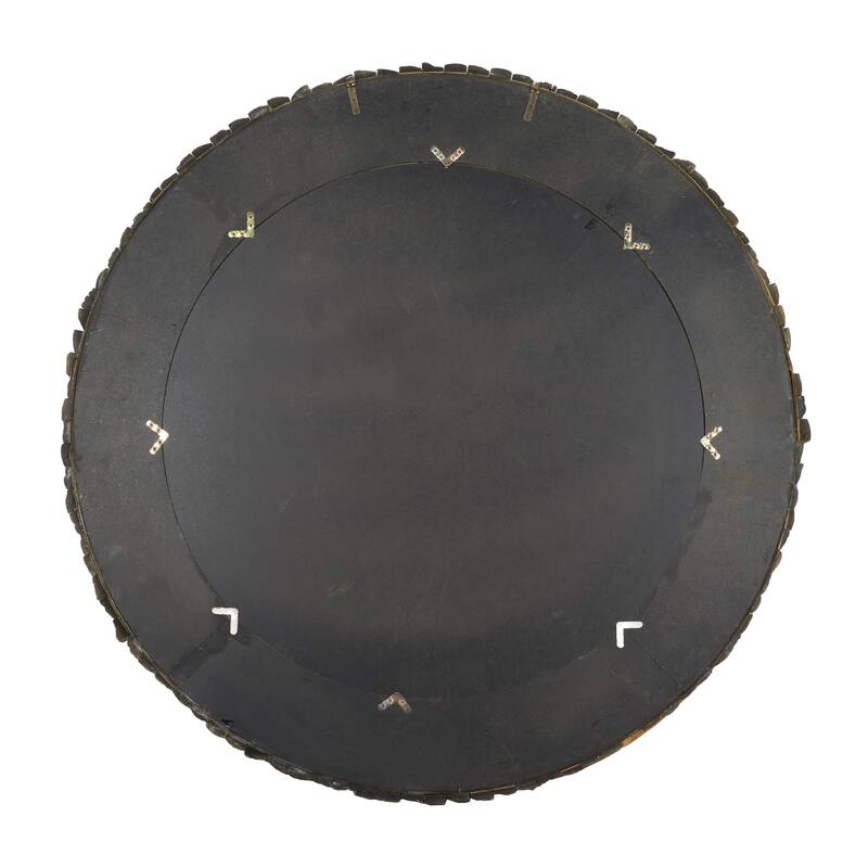 Wood Large Wall Mirror with Layered Wood Chip and Stick Design - Brown - Roche River Decor - 4"W x 65"L x 65"H