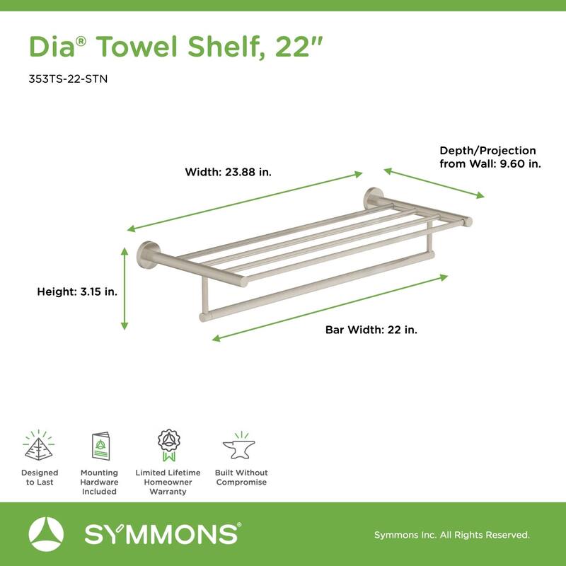 Symmons Dia 22" Single Rail Towel Bar with Shelf