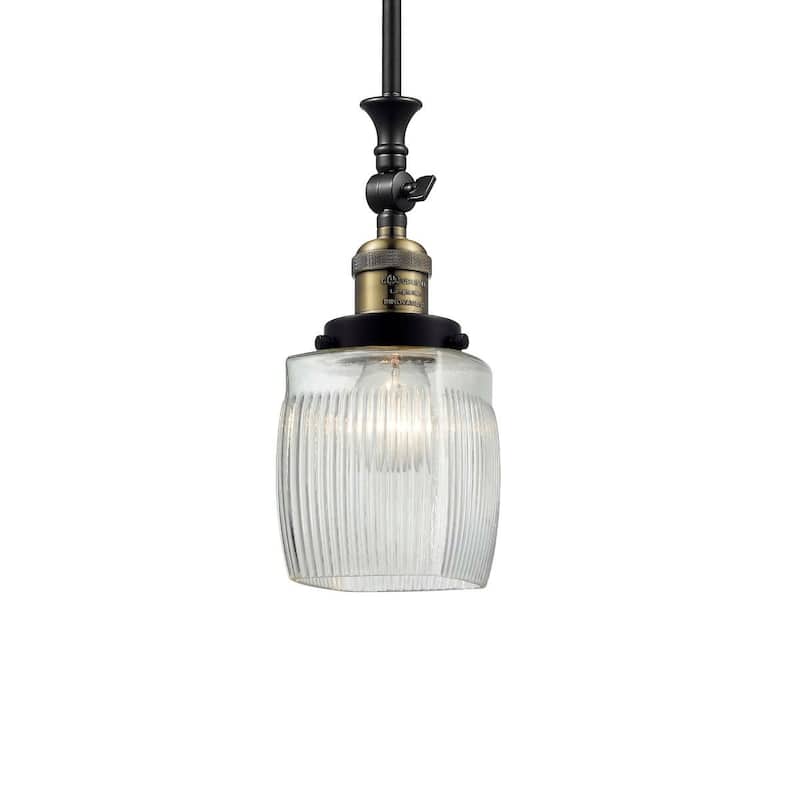 Innovations Lighting Colton Single Light 6" Wide Mini Pendant - Black / Antique Brass / Thick Clear Halophane