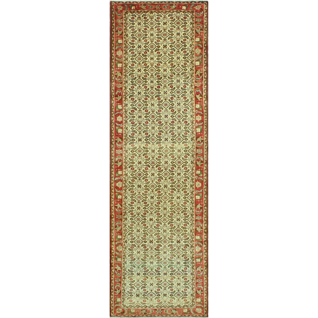 Fine Vintage Distressed Alisse Ivory/Rose Runner - 3'6" x 12'5"