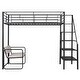 preview thumbnail 10 of 12, Modern Twin Size Metal Loft Bed Kids Bed with Bench,Guardrail and Storage Staircase,Metal Frame