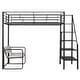 preview thumbnail 10 of 12, Twin Metal Loft Bed with Bench and Storage Staircase, Full Guardrails, Black