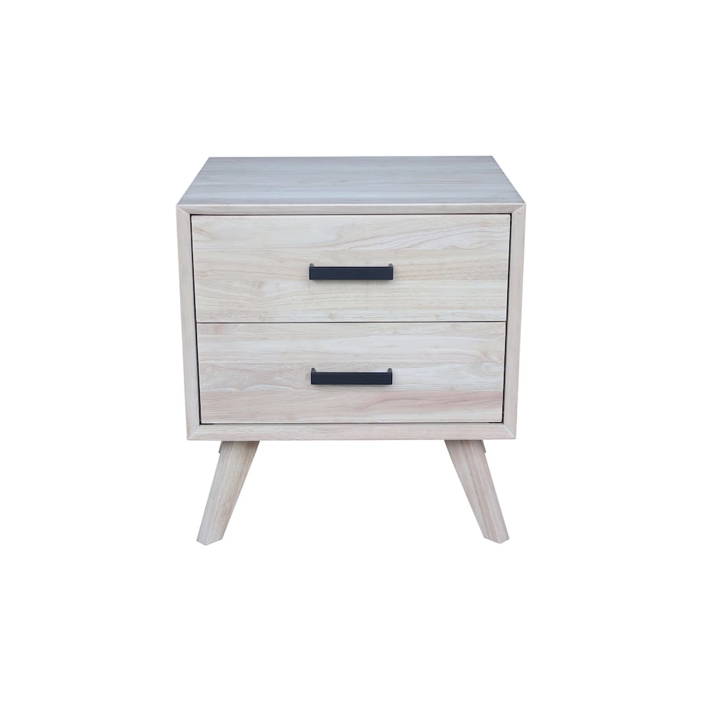 International Concepts Solid Wood 2-Drawer Nightstand, Wide-Body Ready to Finish Bedside Table with 18.5" Wide Drawers