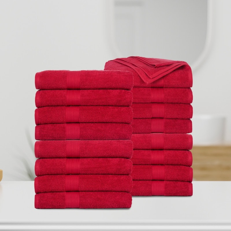 Cotton 600 GSM Highly Absorbent Bath Towels 30x54 Inch by Ample Decor 16 Piece On Sale Bed