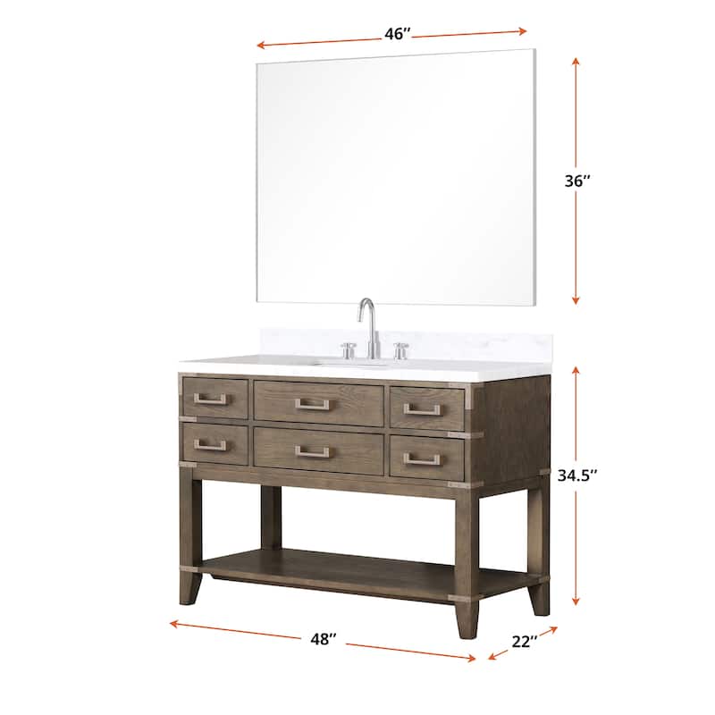 Norwalk 48 in W x 22 in D Black Oak Single Bath Vanity and Cultured Marble Top