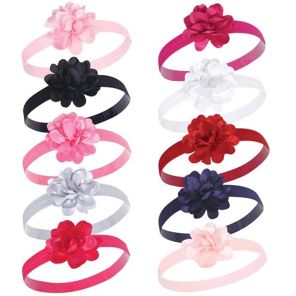 slide 1 of 1, Hudson Baby Infant Girl Headbands 10pk, Satin Pink Black, 0-24 Months - Satin Pink Black Satin Pink Black - 0-24 Months