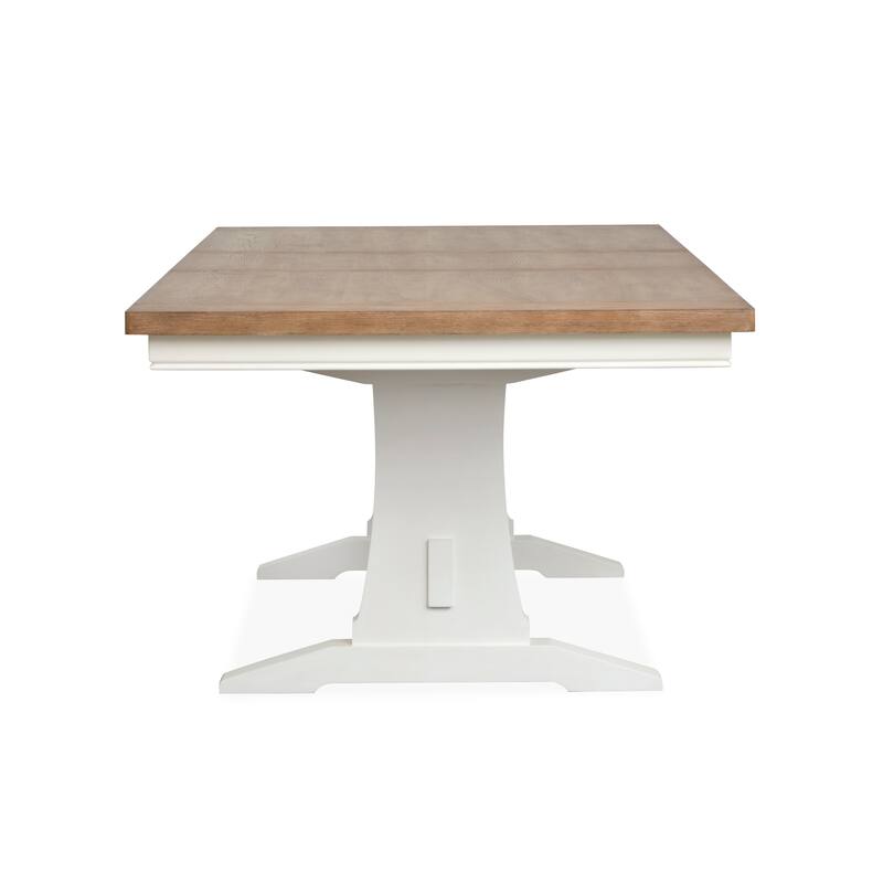 Magnussen Home Kingston Whisper White and Cerused Nutmeg Extendable Trestle Dining Table - 42''W x 72''D x 30''H